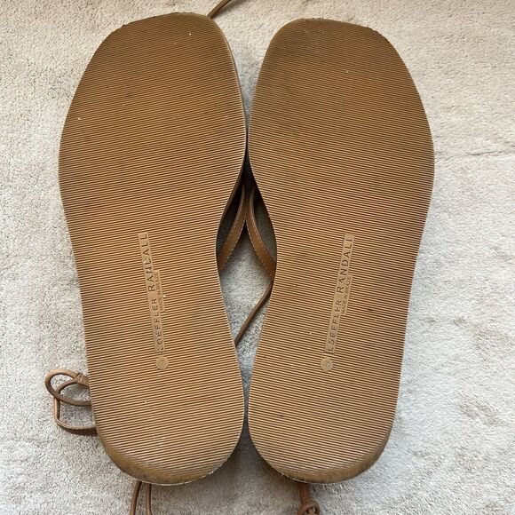 Loeffler Randall Beau Dark Sand Wrap Platform Sandals Women 7 Ankle Strap Laces - Picture 8 of 11